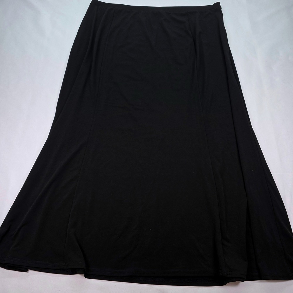 Jessica‎ London Black Jersey Maxi Skirt Plus Size 22/24 Stretch Flare Panelled